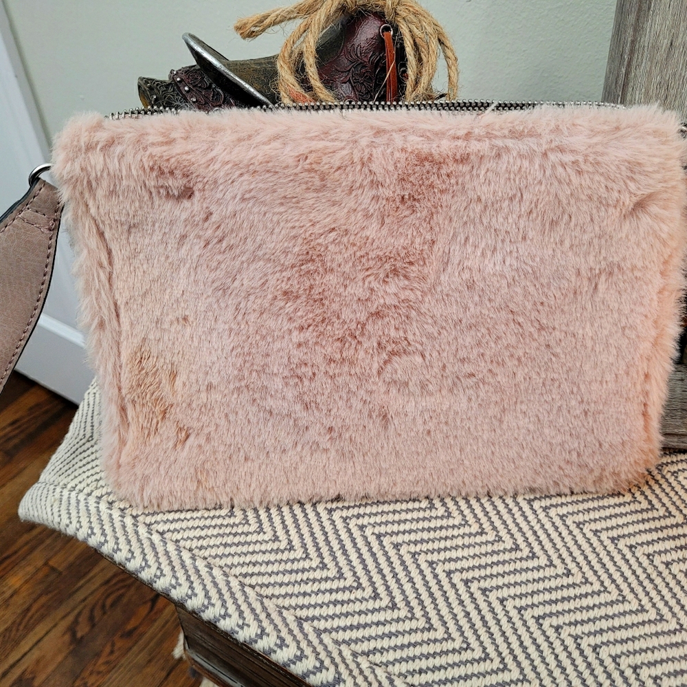 Light Pink Furry Wristlet